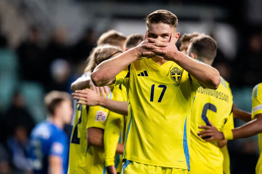 Viktor Gyökeres of Sweden celebrates
