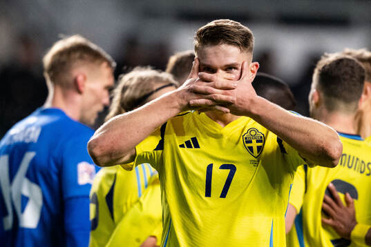 Viktor Gyökeres of Sweden celebrates