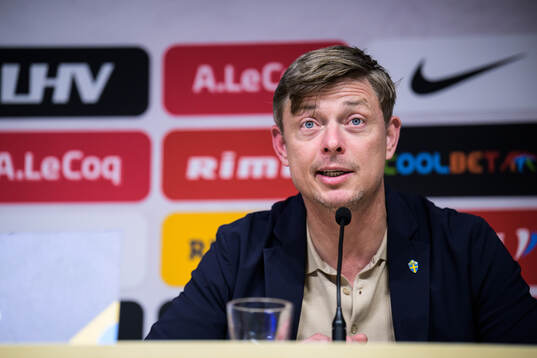 Head coach Jon Dahl Tomasson of Sweden at a press conference