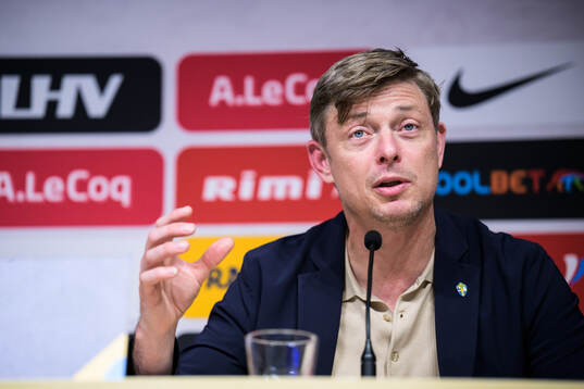 Head coach Jon Dahl Tomasson of Sweden at a press conference