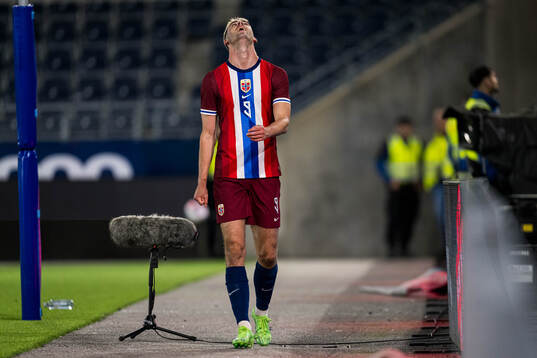 Lasse Nordås of Norway looks dejected