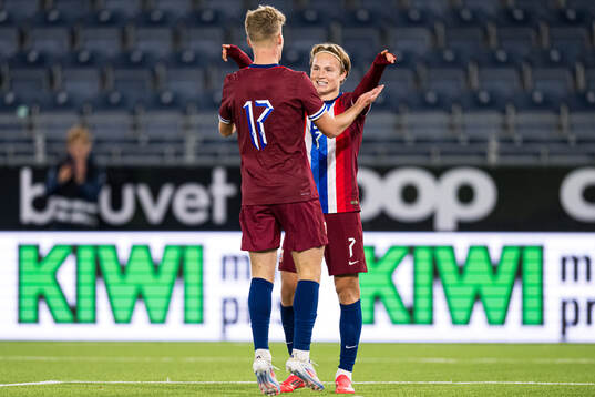 Andreas Schjelderup of Norway celebrates