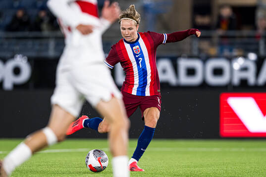 Andreas Schjelderup of Norway scores the 5-0 goal