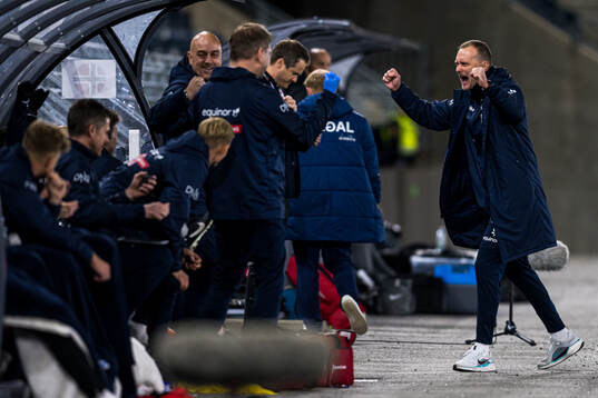 Jan Peder Jalland, head coach of Norway, celebrates