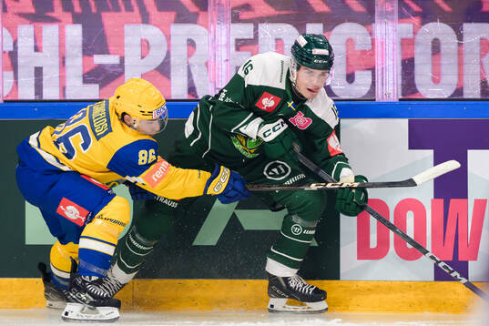 Austin Cangelosi of Storhamar and Alexander Ljungkrantz of