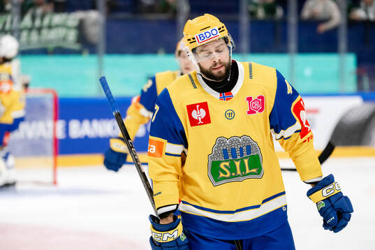 Adrian Saxrud-Danielsen of Storhamar looks dejected