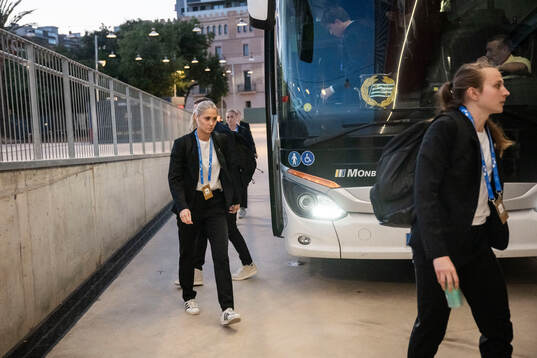 Players of Hammarby arrives