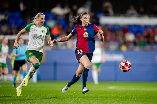 Ellen Wangerheim of Hammarby and Ingrid Engen of Barcelona