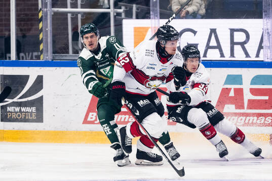 Färjestads Joakim Nygård och Malmö Redhawks Robin Salo