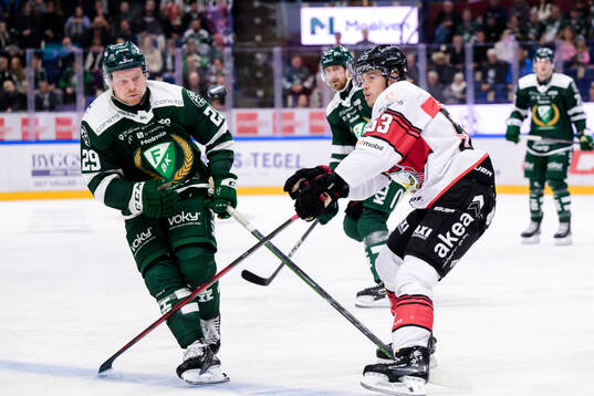 Färjestads Oskar Steen och Malmö Redhawks Albert Sjöberg