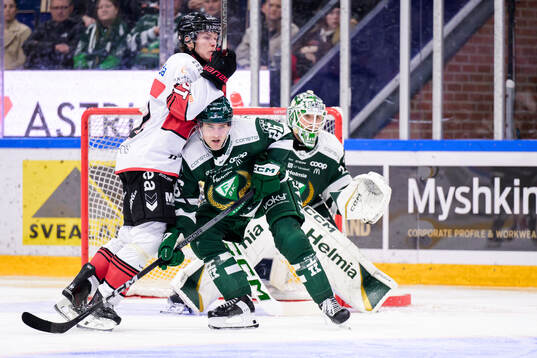 Malmö Redhawks Linus Öberg och Färjestads Joel Nyström