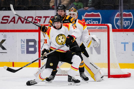 Brynäs Johannes Kinnvall och målvakt Erik Källgren