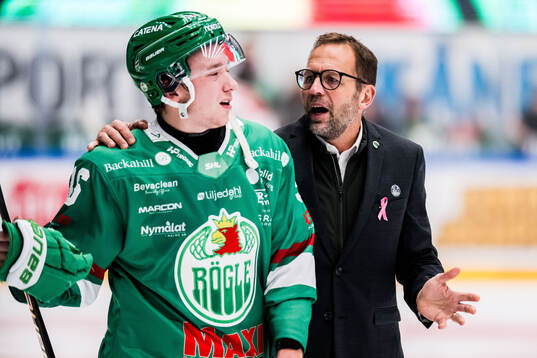 Rögles Axel Smeds och tränare Roger Hansson