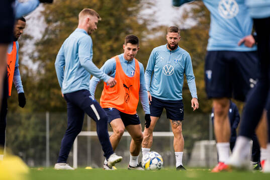 Malmö FFs Lasse Berg Johnsen och Pontus Jansson