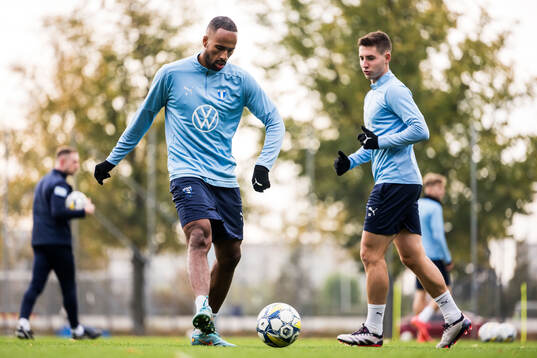 Malmö FFs Isaac Kiese Thelin och Lasse Berg Johnsen