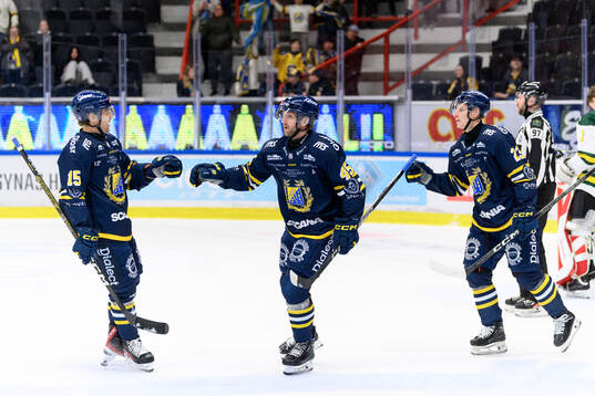 Södertäljes Albin Carlson, Sebastian Dyk och Egor Polin