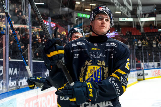 Södertäljes Egor Polin jublar