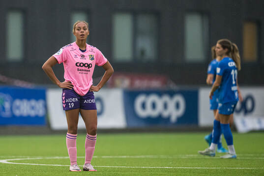 Josefine Birkelund of Lyn looks dejected