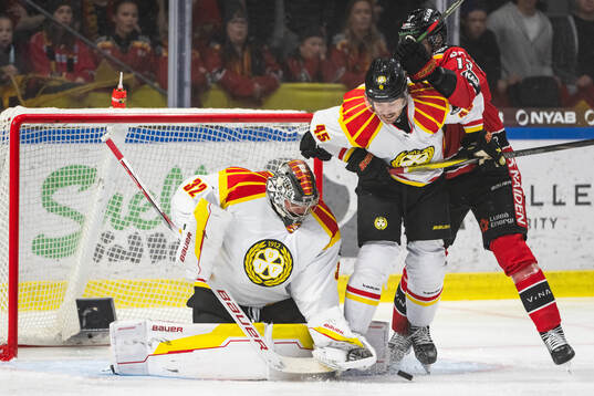 Brynäs målvakt Ludvig Persson och Charles-Édouard
