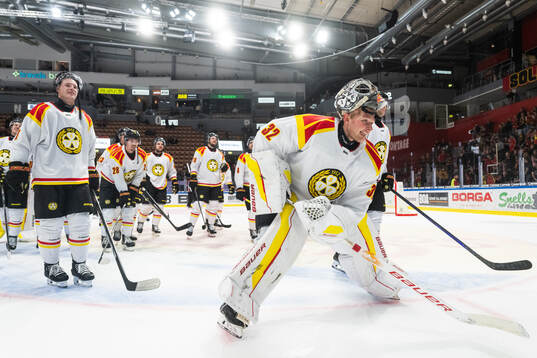 Brynäs målvakt Ludvig Persson jublar