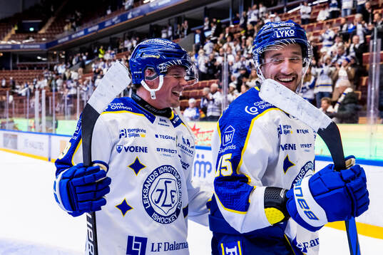 Leksands Patrik Zackrisson och Max Veronneau jubel