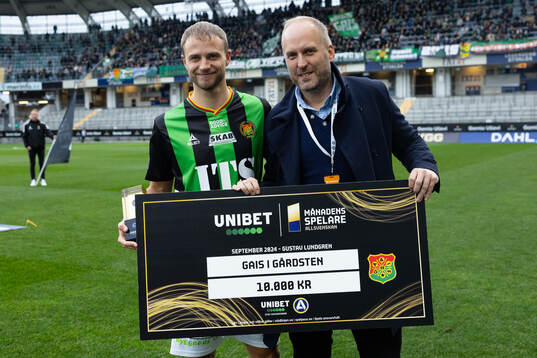 GAIS Gustav Lundgren får pris som månades spelare