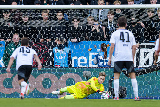 Sander Tangvik of Rosenborg saves a penalty kick