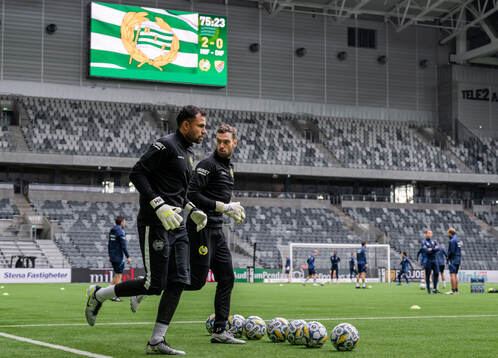Hammarbys målvakt Warner Hahn och Davor Blazevic