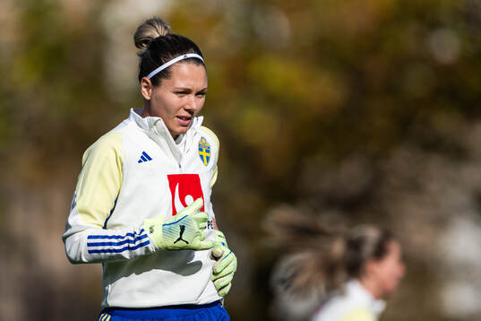 Goalkeeper Jennifer Falk of the Swedish women's national