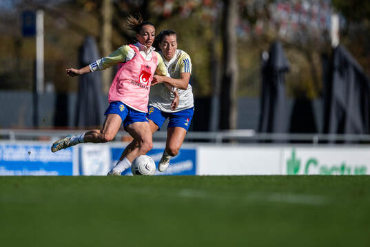 Kosovare Asllani and Linda Sembrant of the Swedish women's