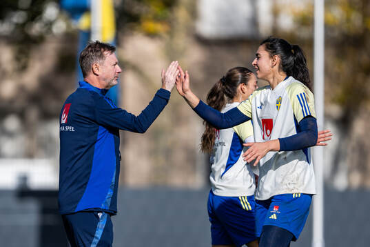 Head coach Peter Gerhardsson and goalkeeper Zecira Musovic