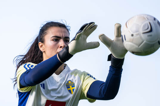 Goalkeeper Zecira Musovic of the Swedish women's national