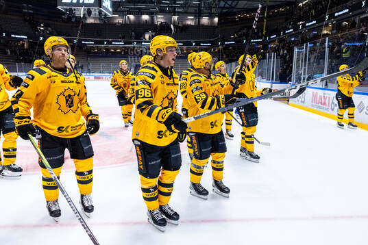 Skellefteås Rickard Hugg jublar med lagkamrater