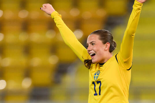 Klara Ahnberg of Sweden celebrating the 4-0 goal