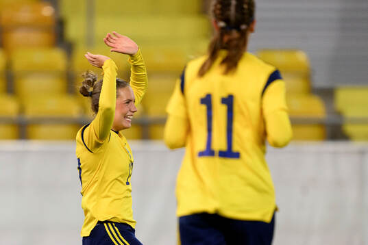 Klara Ahnberg of Sweden celebrates