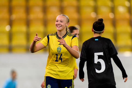 Filippa Andersson Widén of Sweden celebrating the 11-0 goal