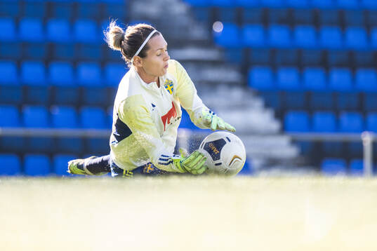 Goalkeeper Jennifer Falk of the Swedish women's national