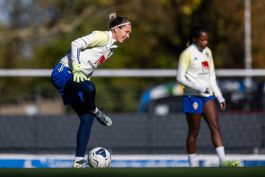 Goalkeeper Jennifer Falk of the Swedish women's national