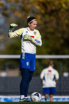 Goalkeeper Jennifer Falk of the Swedish women's national