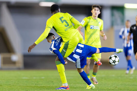 Maxime Ndong Penda of Hoffenheim and Melvin Koliqi of IFK