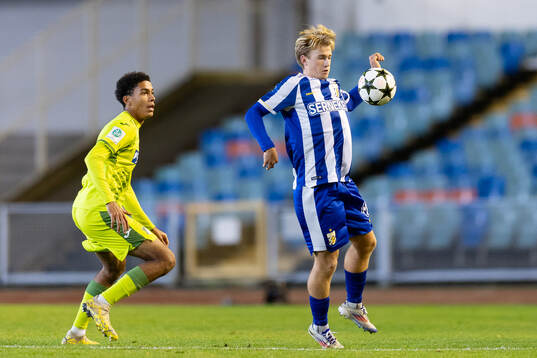 Tristan Spranger of Hoffenheim and Noah Tolf of IFK