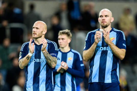 Magnus Eriksson and Marcus Danielson of Djurgården look