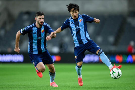 Besard Sabovic and Keita Kosugi of Djurgården