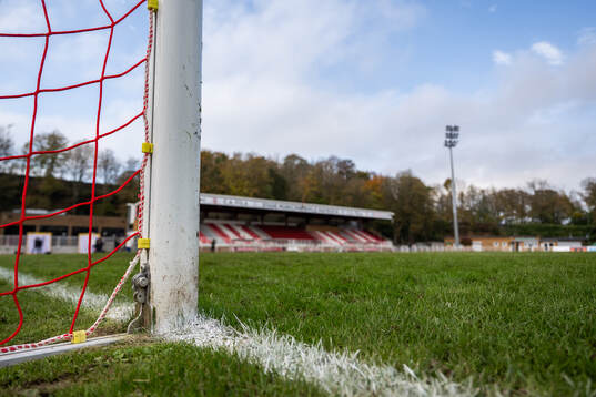 View a goalpost at Stade Emile Mayrisch