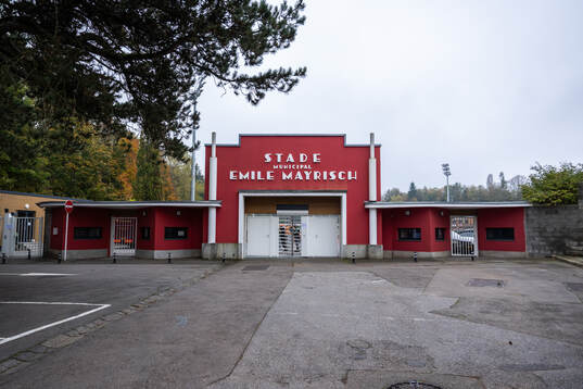 View of the entrance to Stade Emile Mayrisch