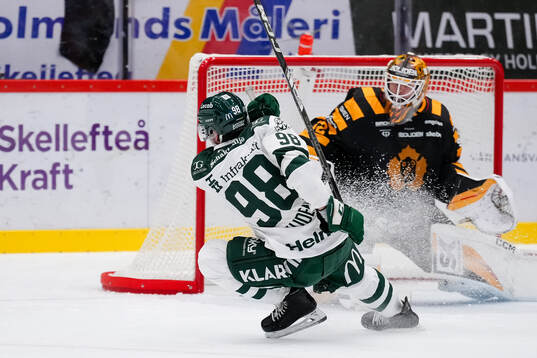 Färjestads Marian Studenic och Skellefteås målvakt Linus