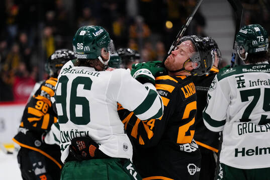 Färjestads David Tomasek och Skellefteås Oscar Lindberg