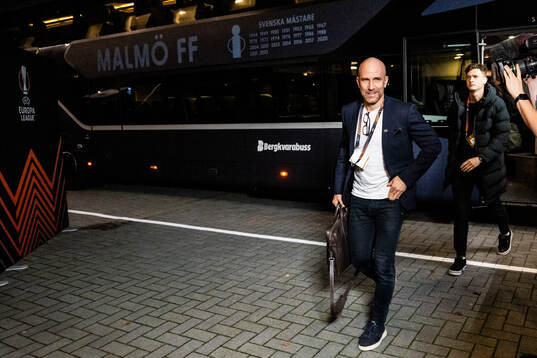 Head coach Henrik Rydström of Malmö FF arrives to the