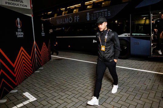 Gabriel Busanello of Malmö FF arrives to the stadium