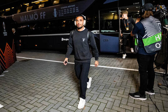 Sergio Pena of Malmö FF arrives to the stadium